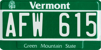 VT license plate AFW615