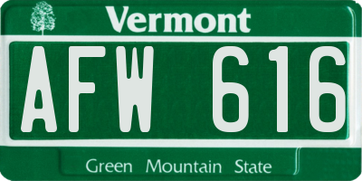 VT license plate AFW616