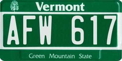 VT license plate AFW617