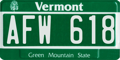 VT license plate AFW618