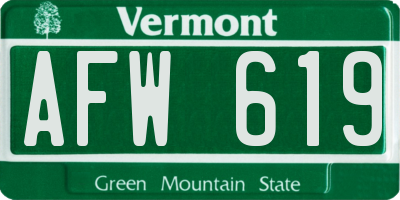 VT license plate AFW619