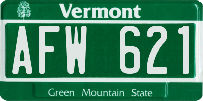 VT license plate AFW621