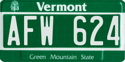 VT license plate AFW624