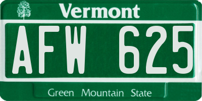 VT license plate AFW625