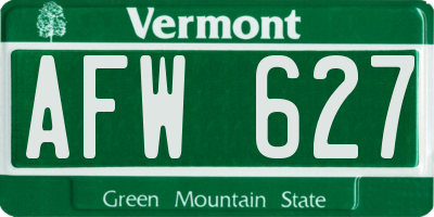 VT license plate AFW627