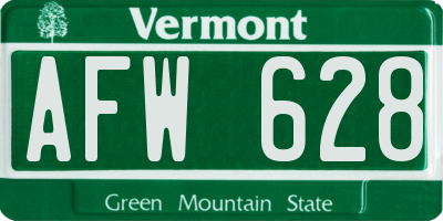 VT license plate AFW628