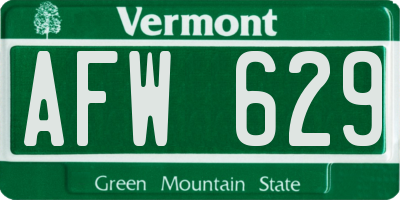 VT license plate AFW629