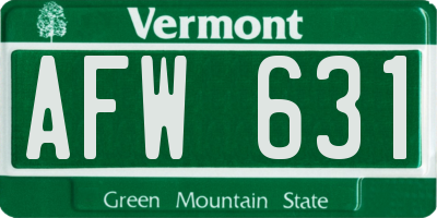 VT license plate AFW631