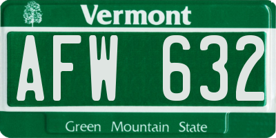 VT license plate AFW632