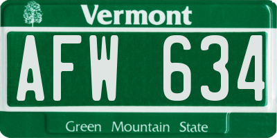 VT license plate AFW634