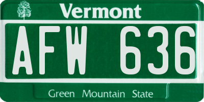VT license plate AFW636
