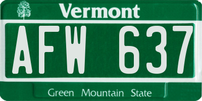 VT license plate AFW637