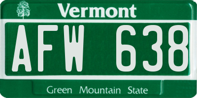 VT license plate AFW638