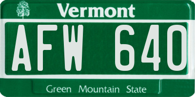 VT license plate AFW640