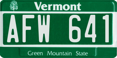 VT license plate AFW641