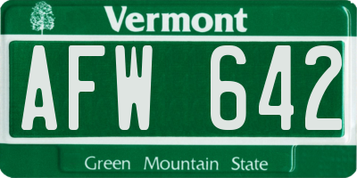 VT license plate AFW642