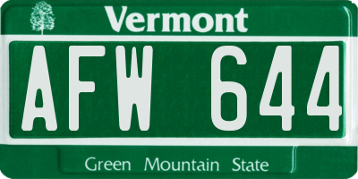 VT license plate AFW644