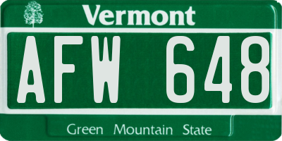 VT license plate AFW648