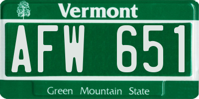VT license plate AFW651