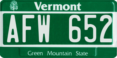 VT license plate AFW652