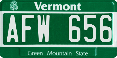 VT license plate AFW656