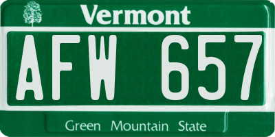 VT license plate AFW657