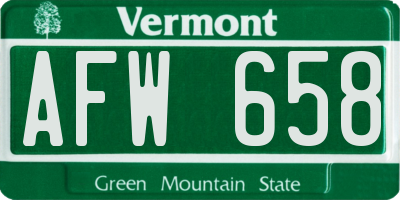 VT license plate AFW658