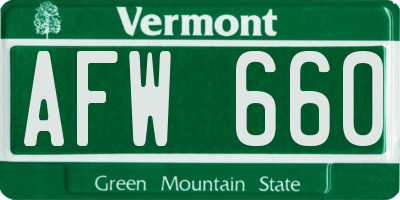 VT license plate AFW660