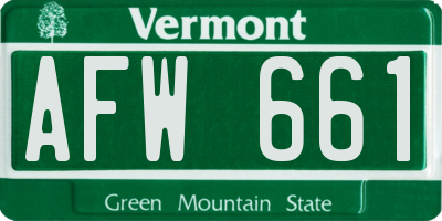 VT license plate AFW661