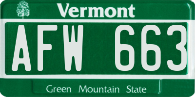 VT license plate AFW663