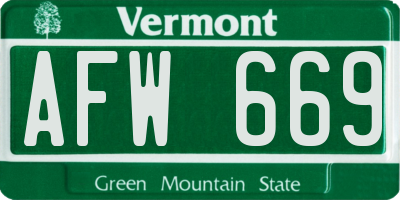 VT license plate AFW669