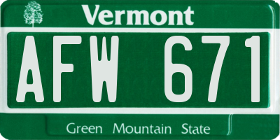 VT license plate AFW671