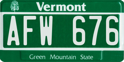 VT license plate AFW676
