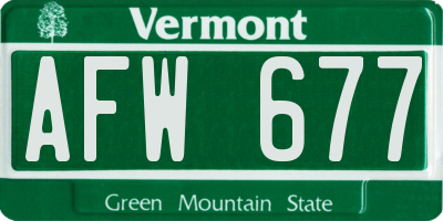 VT license plate AFW677