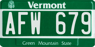 VT license plate AFW679