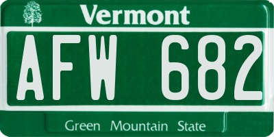 VT license plate AFW682