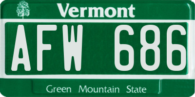 VT license plate AFW686