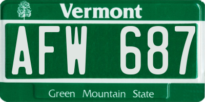 VT license plate AFW687
