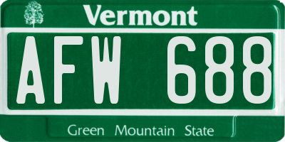 VT license plate AFW688