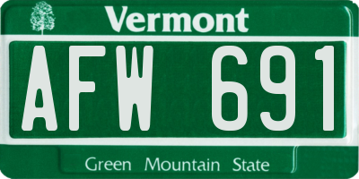 VT license plate AFW691