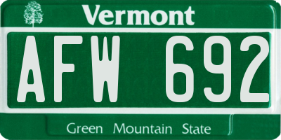 VT license plate AFW692