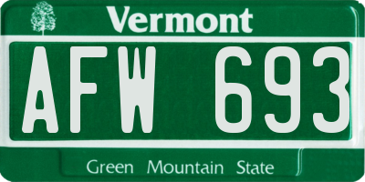 VT license plate AFW693