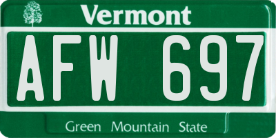 VT license plate AFW697