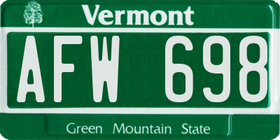 VT license plate AFW698