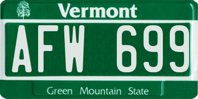 VT license plate AFW699