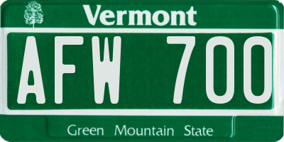 VT license plate AFW700