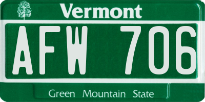 VT license plate AFW706