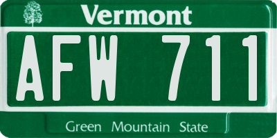 VT license plate AFW711