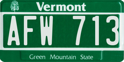 VT license plate AFW713