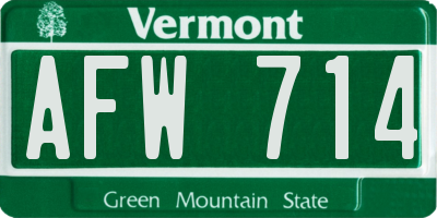 VT license plate AFW714